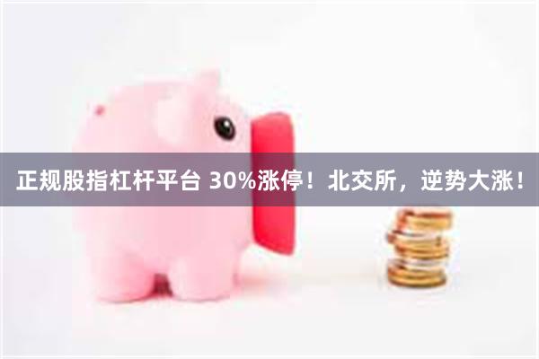 正规股指杠杆平台 30%涨停！北交所，逆势大涨！