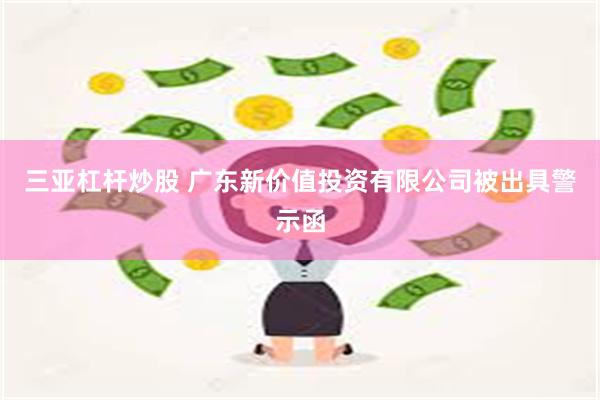 三亚杠杆炒股 广东新价值投资有限公司被出具警示函