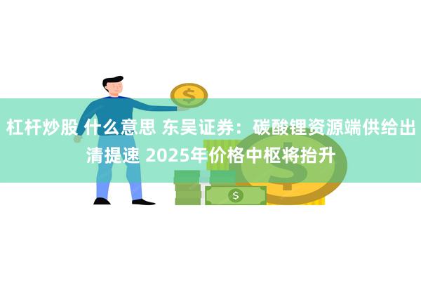 杠杆炒股 什么意思 东吴证券：碳酸锂资源端供给出清提速 2025年价格中枢将抬升