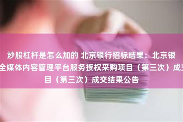 炒股杠杆是怎么加的 北京银行招标结果：北京银行2025年全媒体内容管理平台服务授权采购项目（第三次）成交结果公告